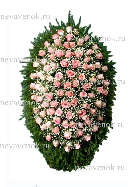 Ритуальный венок из живых цветов (цвет: красный)