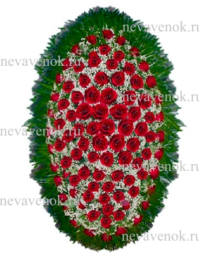 Ритуальный венок из живых цветов (цвет: красный)
