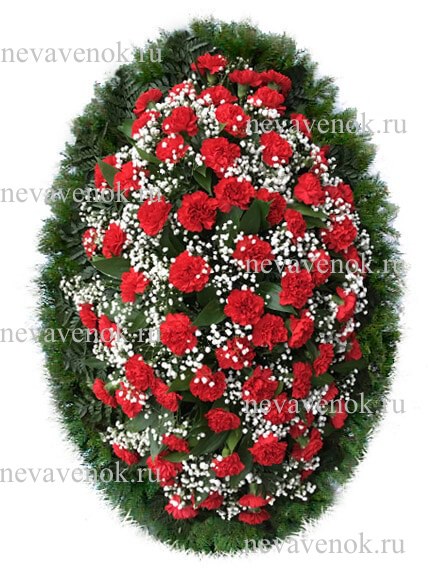 Ритуальный венок из живых цветов (цвет: красный)