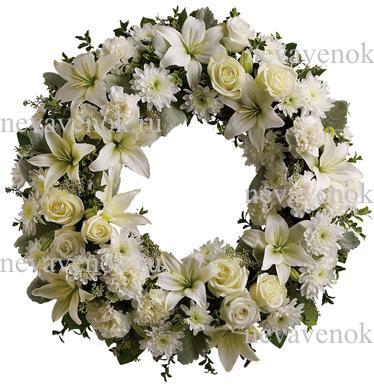 Ритуальный венок из живых цветов круглый (цвет: белый)