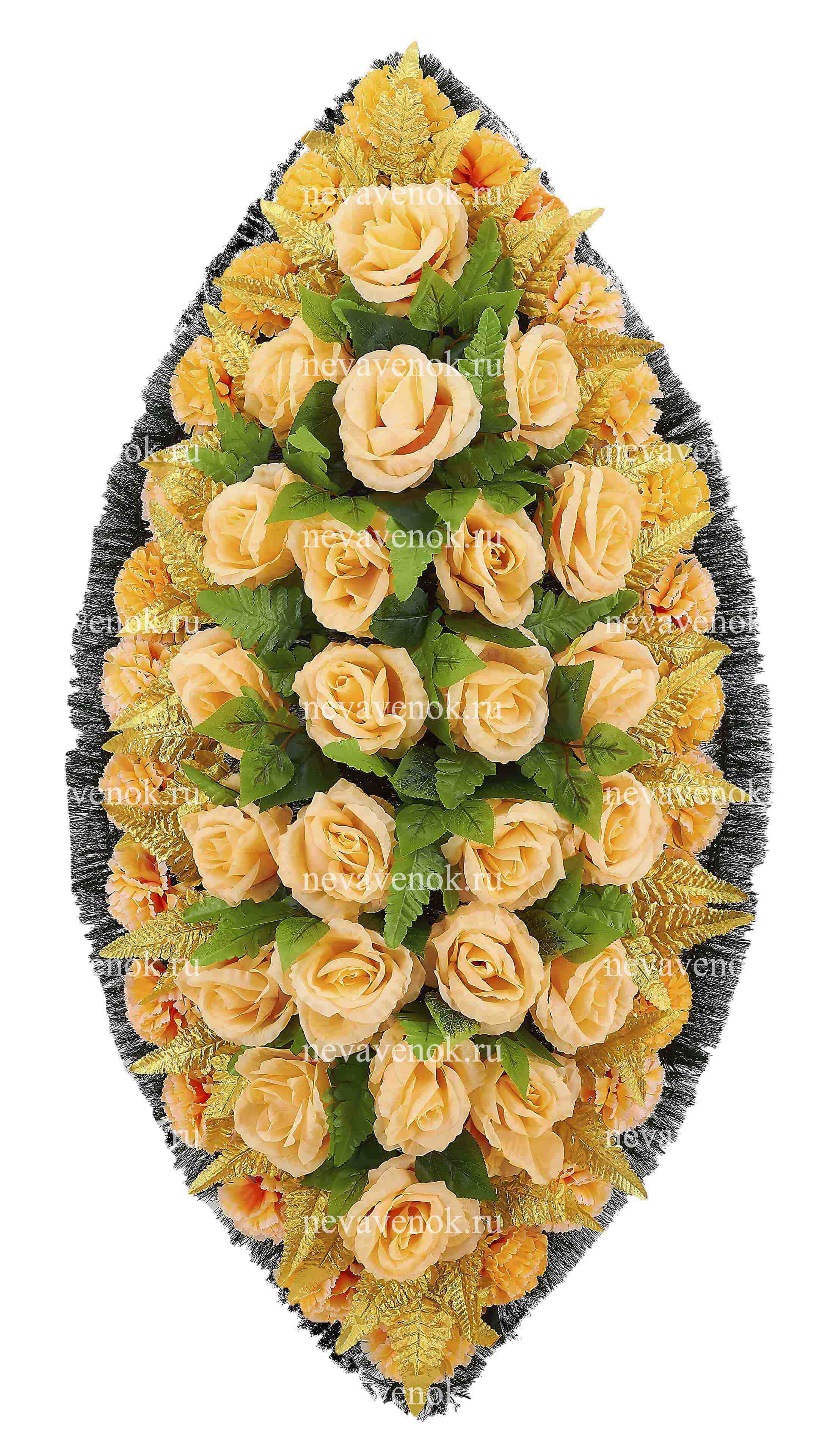 Ритуальный венок из искусственных цветов овал