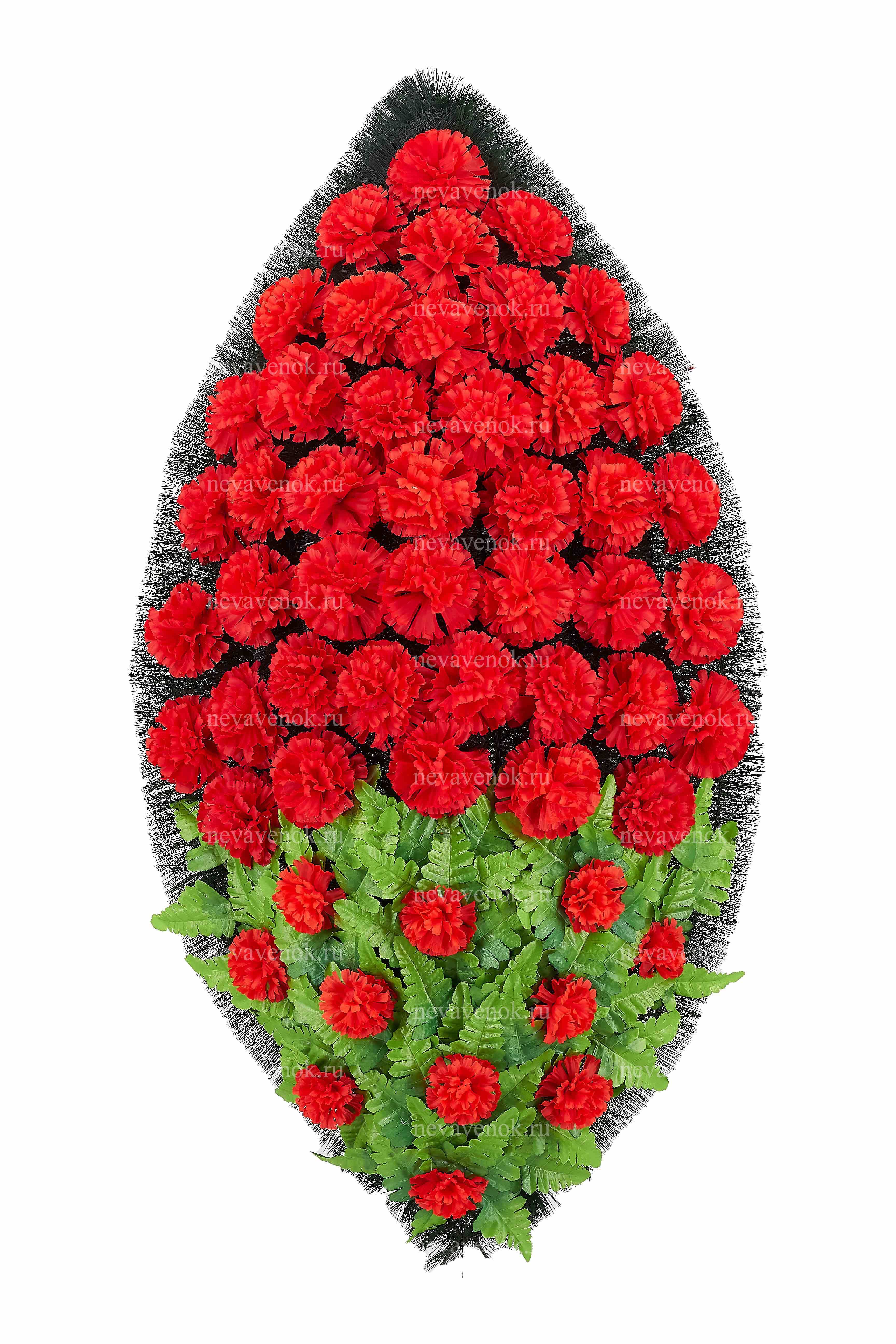 Ритуальный венок из искусственных цветов премиум (красный)