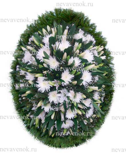 Ритуальный венок из живых цветов (цвет: белый)