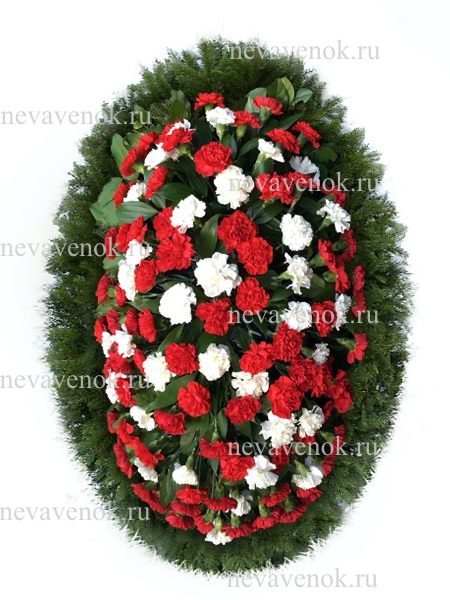 Ритуальный венок из живых цветов (красный, белый)
