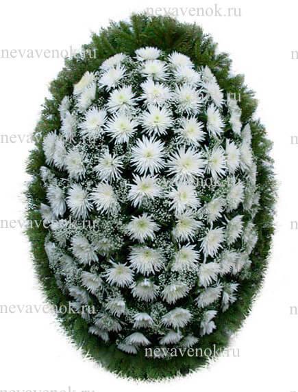 Ритуальный венок из живых цветов (цвет: белый)