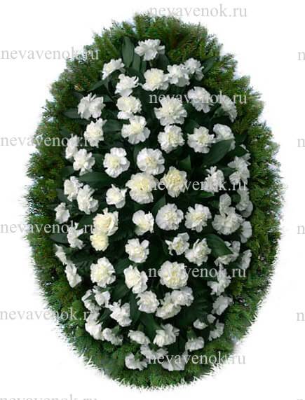 Ритуальный венок из живых цветов (цвет: белый)