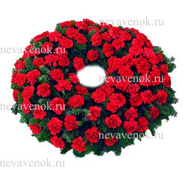 Ритуальный венок из живых цветов круглый (красный)
