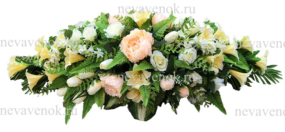 Купить траурную композицию из искусственных цветов в СПб