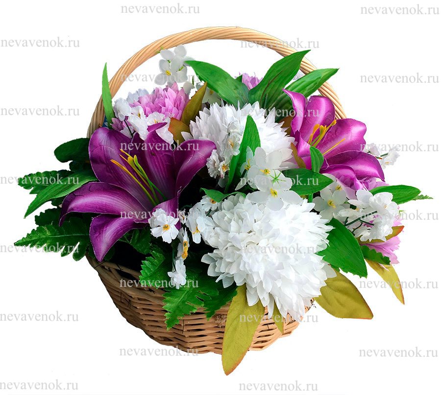 Купить траурную корзину из искусственных цветов в СПб