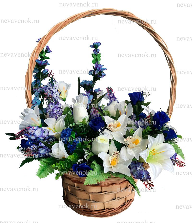 Купить траурную корзину из искусственных цветов в СПб