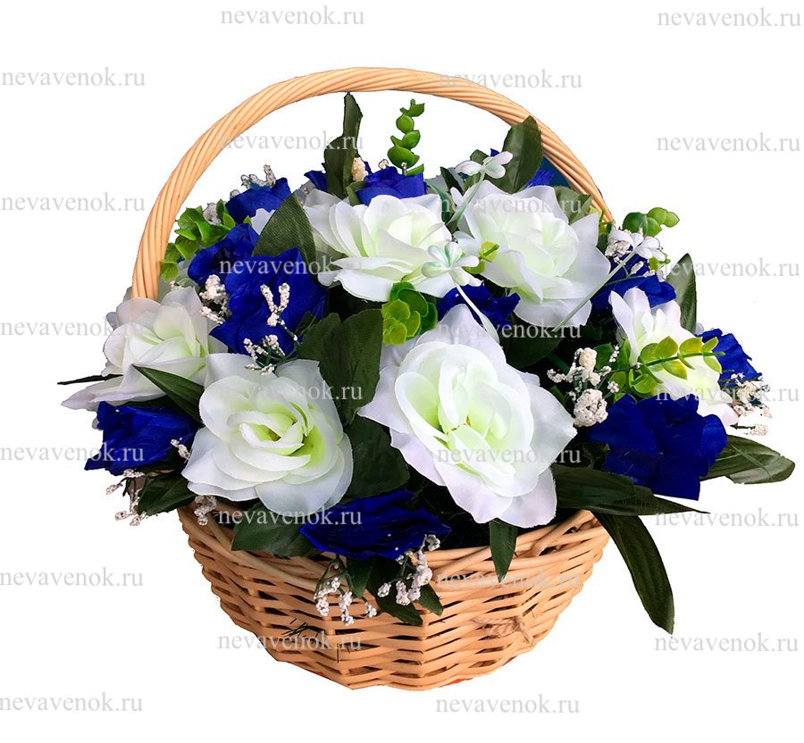 Купить траурную корзину из искусственных цветов в СПб