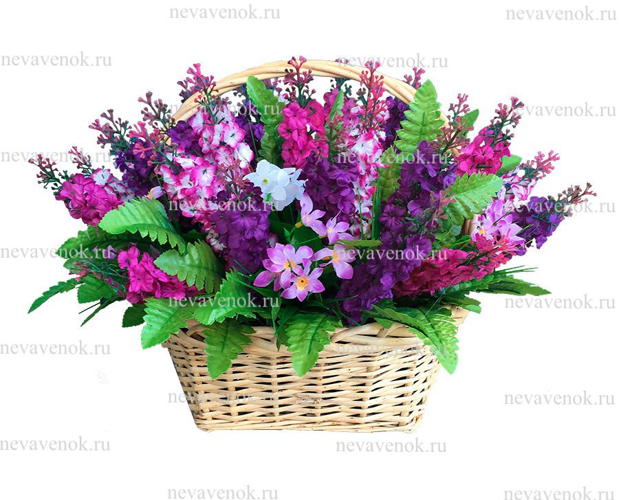 Купить траурную корзину из искусственных цветов в СПб