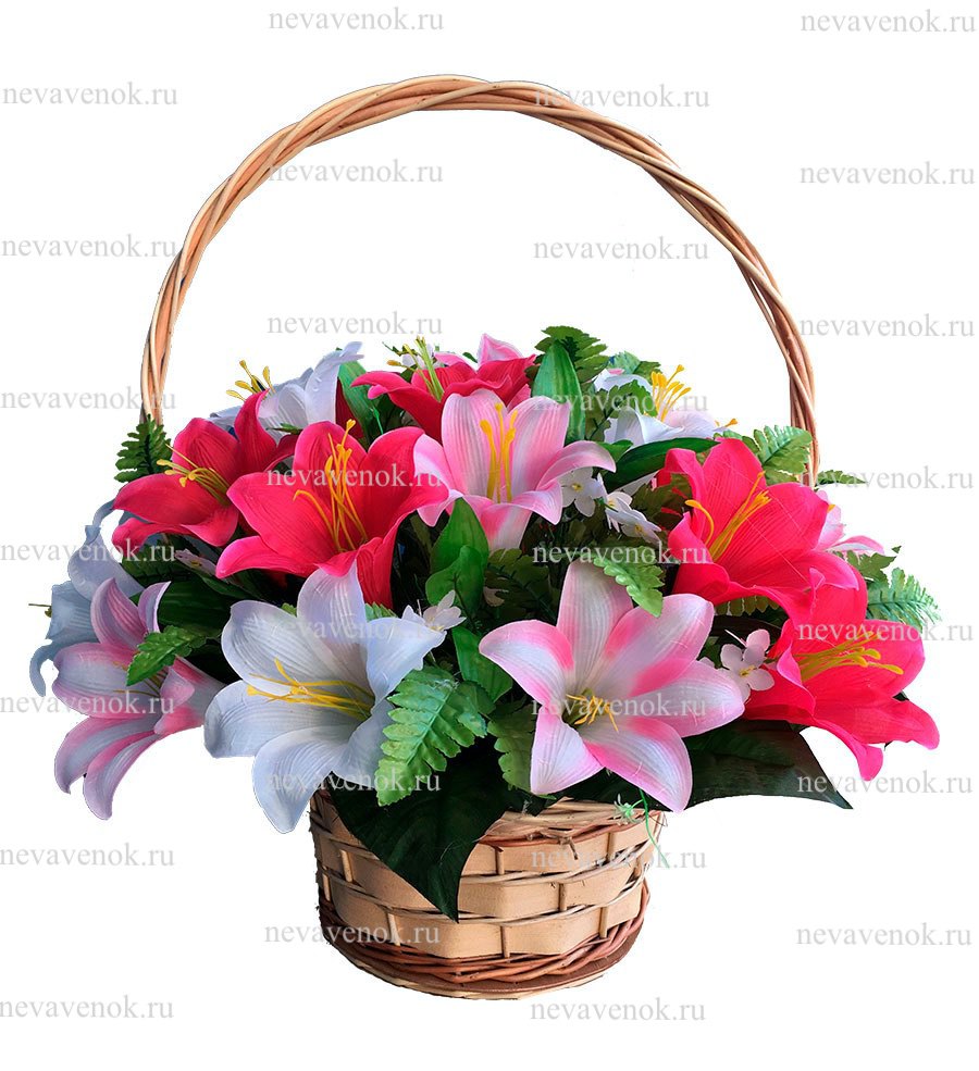 Купить траурную корзину из искусственных цветов в СПб