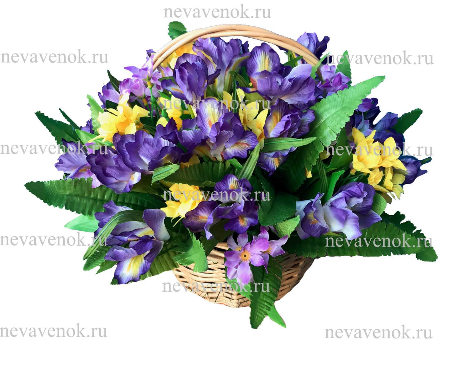 Купить траурную корзину из искусственных цветов в СПб