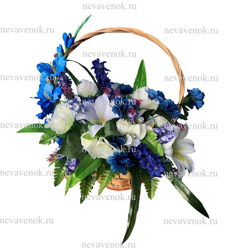 Купить траурную корзину из искусственных цветов в СПб